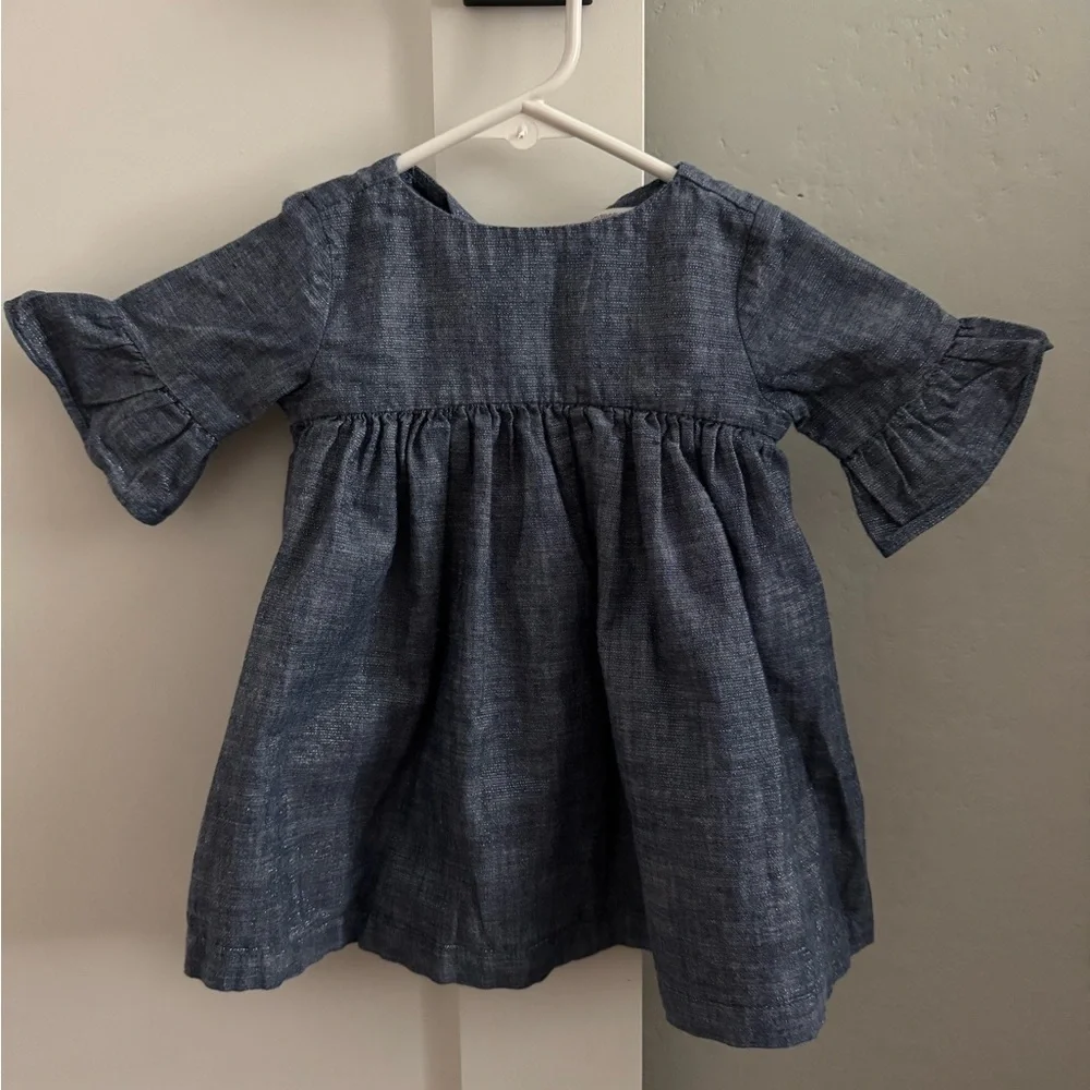Gymboree Baby Girl Chambray Sparkle Denim Dress Button Back 12–18 Months
